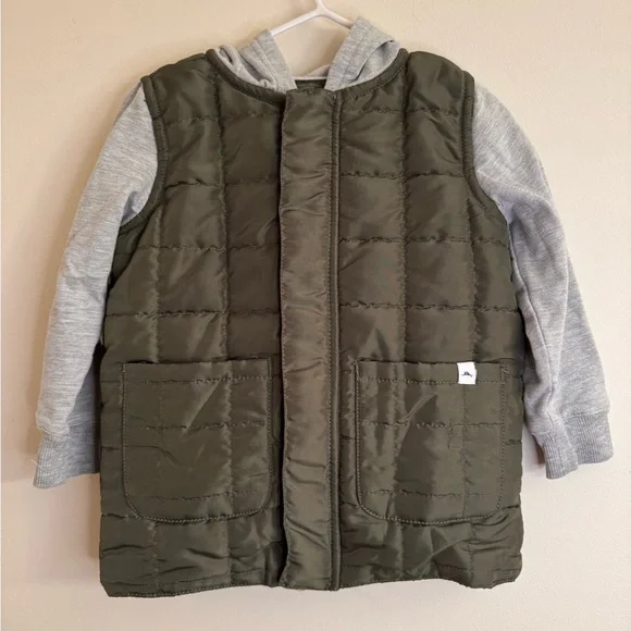 Tommy Bahama Kids Boys Quilted Jacket with Sleeves Size 2T Olive Green and Grey - Picture 5 of 10